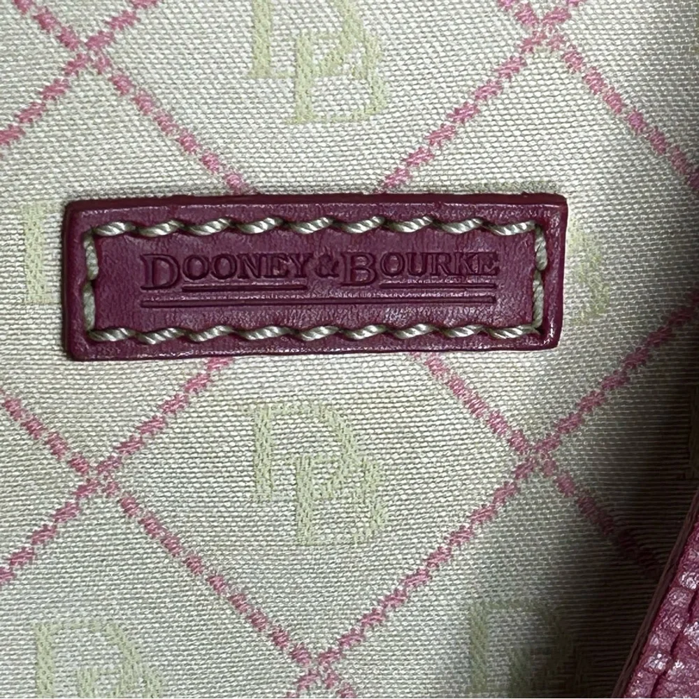 Dooney & Bourke Cream and Pink DB Monogram Tote Pink Leather Trim
